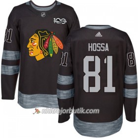 Män Ishockey Chicago Blackhawks Tröja Marian Hossa 81 1917-2017 100th Anniversary Adidas Svart Authentic